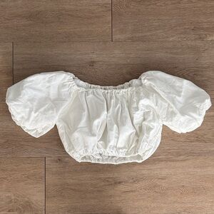 Zara Women’s White Puff Sleeve Cropped Top
